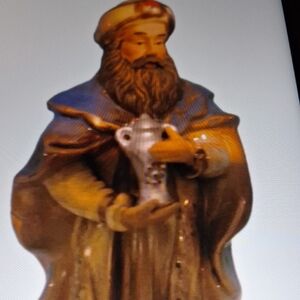 Majestic Brown and Blue Ceramic Holiday Figurine